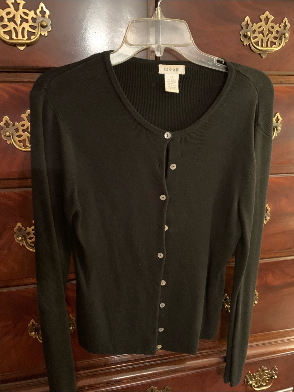Black Long-Sleeve Button Cardigan